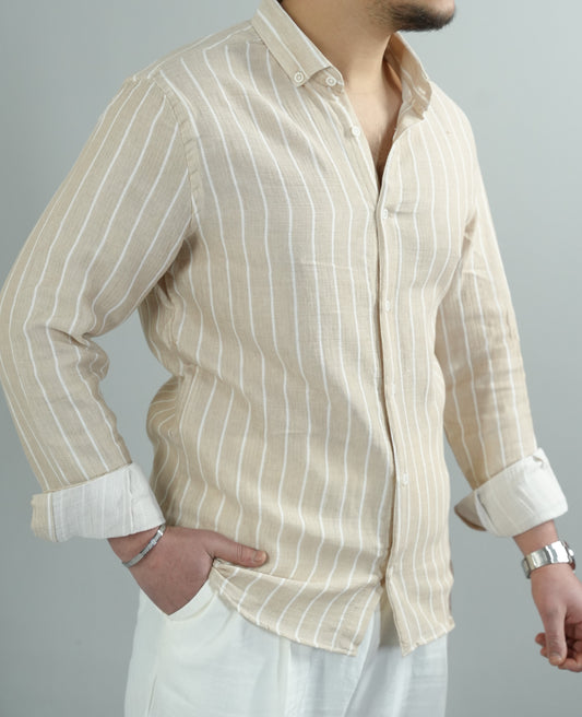 Erkek Çizgili Keten Gömlek - MRN-G01