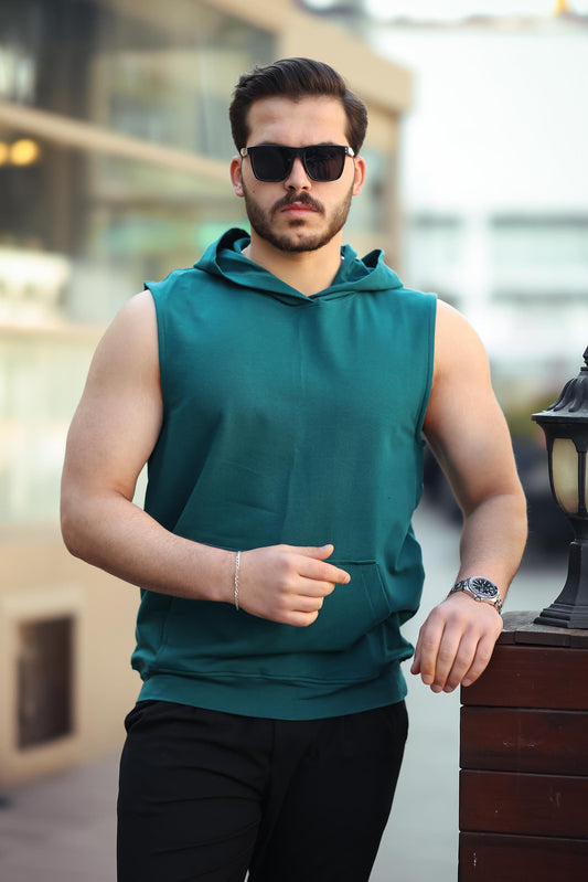 Miron Nefti Basic Kapüşonlu Sporcu Atlet Kolsuz Tişört - 2504