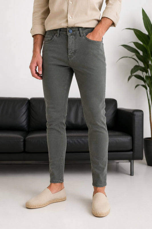 Erkek Haki Slim Fit Likralı Gabardin Pantolon - MRN2690