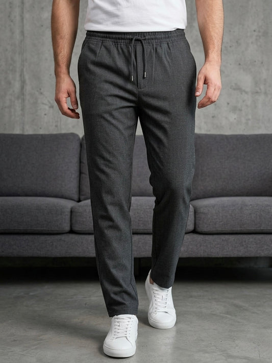 Erkek Antrasit Bağcıklı Bel Lastikli Jogger Kumaş Pantolon - MRN1201
