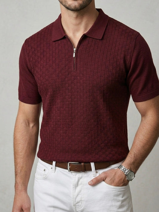 Erkek Jakarlı Fermuarlı Polo Tişört -FK2613