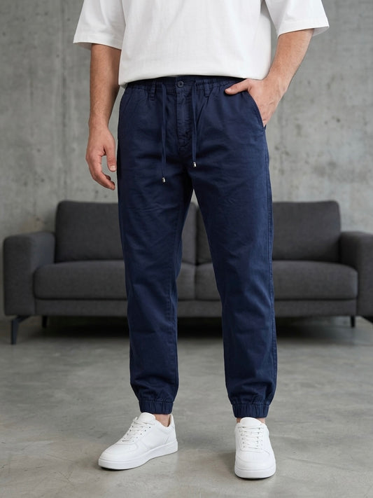 Erkek Lacivert Lastikli Paça Jogger Pantolon - MRN1230
