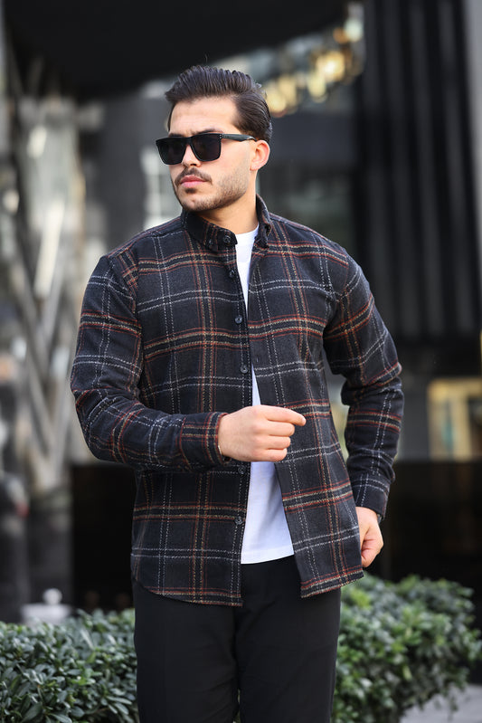 Miron İki Renk Çizgili Regular Fit Oduncu Gömleği - 2452