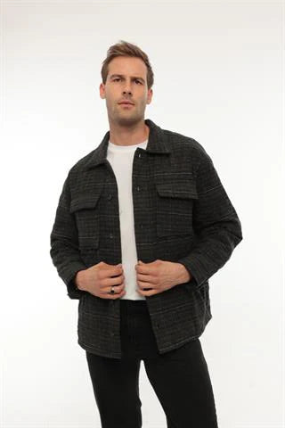 Miron Haki Desenli Kapitone Detaylı Regular Fit Ceket-2456