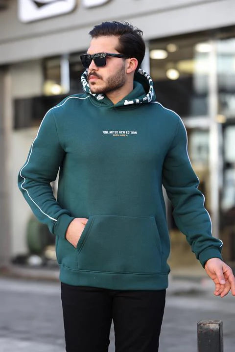 Miron Nefti Kapüşon Baskılı Üç İplik Oversize Sweatshirt - 2440