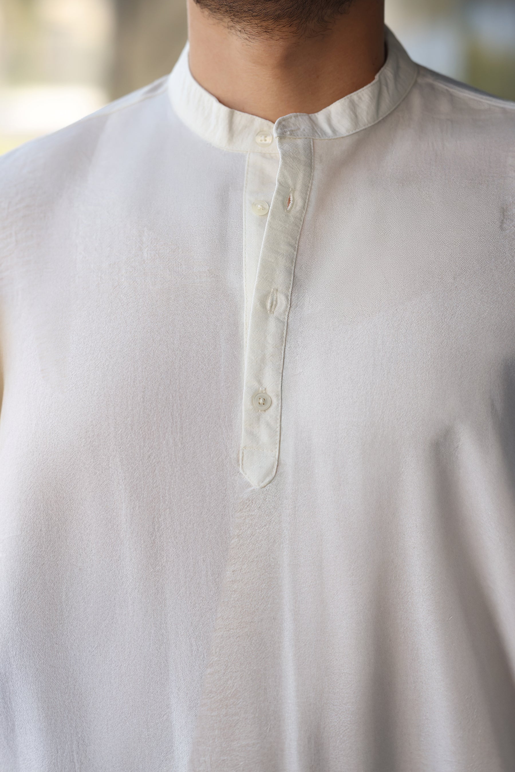 Erkek Hakim Yaka Düğmeli Keten Gömlek - Kısa Kollu - 2536