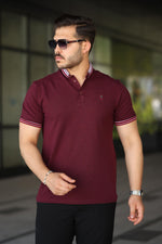 Miron Bordo Logo Nakışlı Polo Yaka Kısa Kollu Tişört - 2518