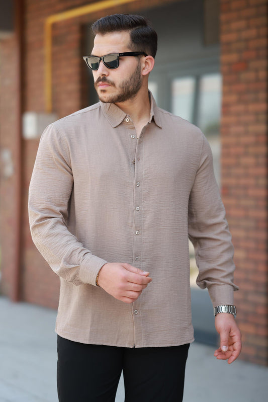 Miron Kamel Düz Uzun Kollu Regular Fit Gömlek - 2526