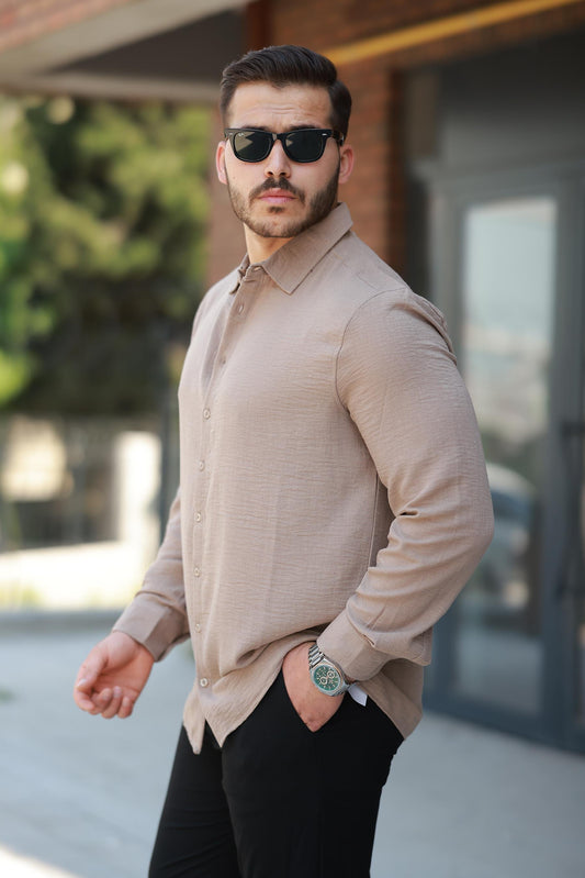 Miron Kamel Düz Uzun Kollu Regular Fit Gömlek - 2526