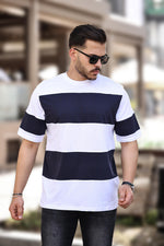 Miron İki Renk Kısa Kollu Tişört Oversize - 2421