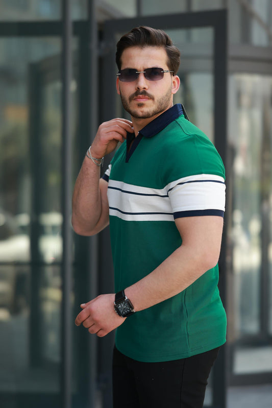 Miron Nefti Beyaz İki Renk Polo Yaka Kısa Kollu Tişört - 2514
