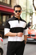 Miron Polo Yaka Blok Parçalı Oversize Tişört - 2410