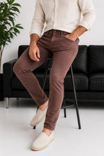 Erkek Kahve Slim Fit Likralı Gabardin Pantolon - MRN2690