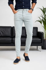 Erkek Buz Mavisi Slim Fit Likralı Gabardin Pantolon - MRN2690