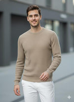 Erkek Bisiklet Yaka Bej Triko Kazak - 2537