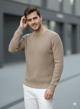 Erkek Bisiklet Yaka Bej Triko Kazak - 2537