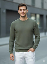 Erkek Bisiklet Yaka Haki Triko Kazak - 2537