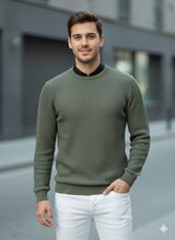 Erkek Bisiklet Yaka Haki Triko Kazak - 2537