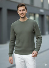 Erkek Bisiklet Yaka Haki Triko Kazak - 2537