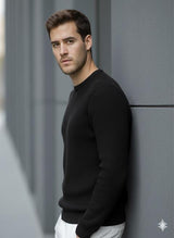 Erkek Bisiklet Yaka Siyah Triko Kazak - 2537