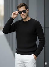 Erkek Bisiklet Yaka Siyah Triko Kazak - 2537