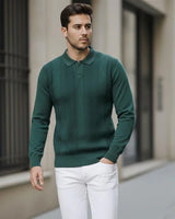 Erkek Polo Yaka Desenli Triko Kazak - 2538