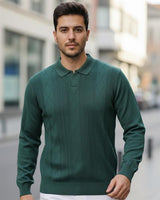 Erkek Nefti Polo Yaka Desenli Triko Kazak - 2538