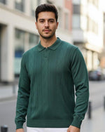 Erkek Nefti Polo Yaka Desenli Triko Kazak - 2538