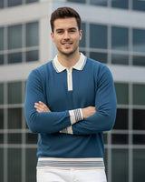 Erkek Polo Yaka Fermuarlı Triko Kazak - 2539