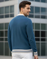 Erkek Petrol Yeşili Polo Yaka Fermuarlı Triko Kazak - 2539