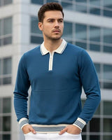 Erkek Polo Yaka Fermuarlı Triko Kazak - 2539