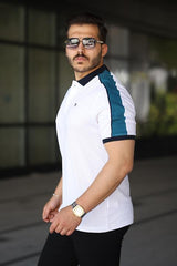 Erkek Polo Yaka Beyaz Şerit Detaylı Regular Fit Tişört - 2530