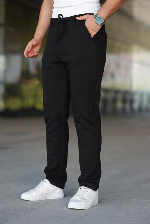 Erkek Siyah Jogger Pantolon – Bağcıklı Fermuarlı Cepli - 2534