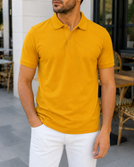 Hardal Sarısı Polo Yaka Erkek Tişört - MRN26127