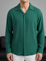 Erkek Yeşil Apaçi Yaka Dökümlü Gömlek - MRN2601