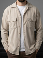 Erkek Bej Cepli Fitilli Kadife Gömlek - MRN2608