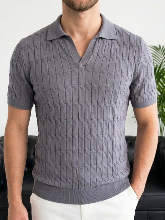 Erkek Füme Dokulu Polo Yaka Triko T-shirt - MRN26107