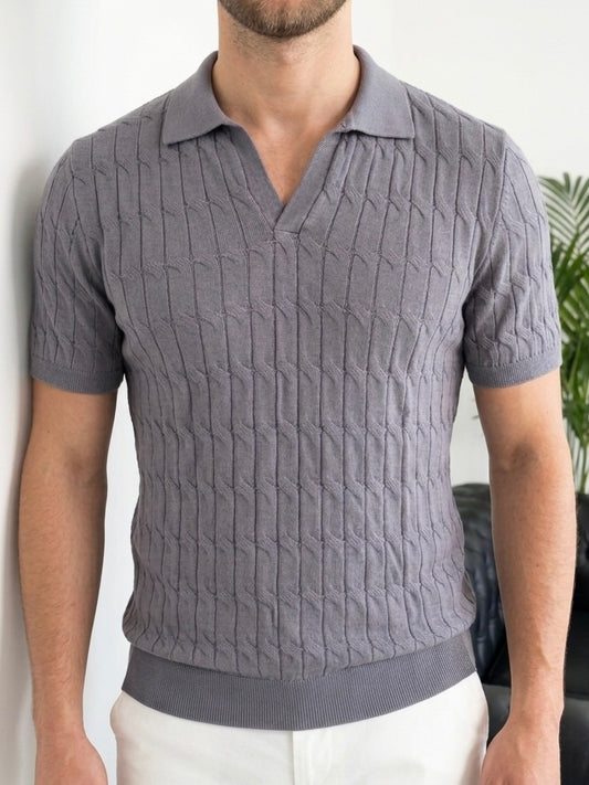 Erkek Füme Dokulu Polo Yaka Triko T-shirt - MRN26107