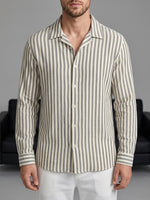 Erkek Gri Çizgili Açık Yaka Gömlek - MRN2602