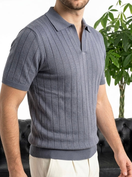 Erkek Füme Triko Polo Yaka Kısa Kollu Tişört - MRN26112