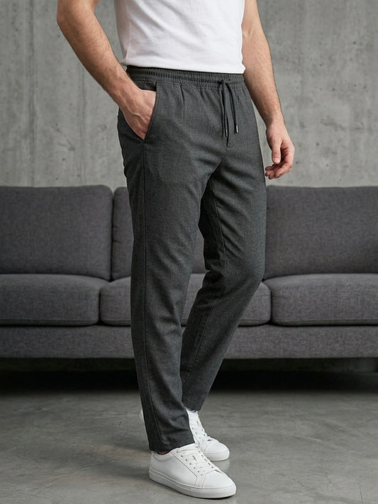 Erkek Antrasit Bağcıklı Bel Lastikli Jogger Kumaş Pantolon - MRN1201