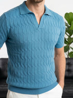 Erkek Turkuaz Dokulu Polo Yaka Triko T-shirt - MRN26107