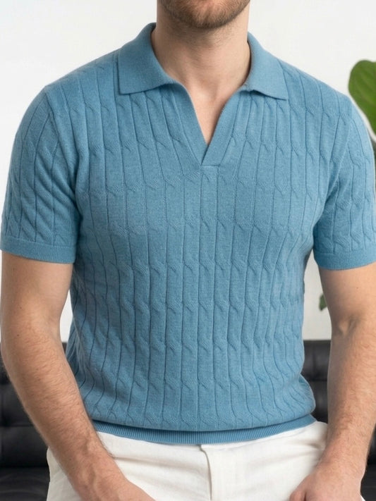 Erkek Turkuaz Dokulu Polo Yaka Triko T-shirt - MRN26107