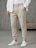 Erkek Krem Rengi Lastikli Paça Jogger Pantolon - MRN1230