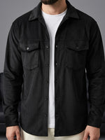 Erkek Siyah Cepli Fitilli Kadife Gömlek - MRN2608