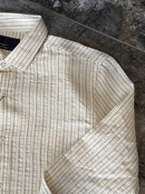 Erkek Çizgili Keten Dokulu Gömlek