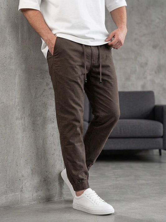 Erkek Koyu Kahve Lastikli Paça Jogger Pantolon - MRN1230
