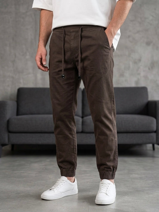 Erkek Koyu Kahve Lastikli Paça Jogger Pantolon - MRN1230