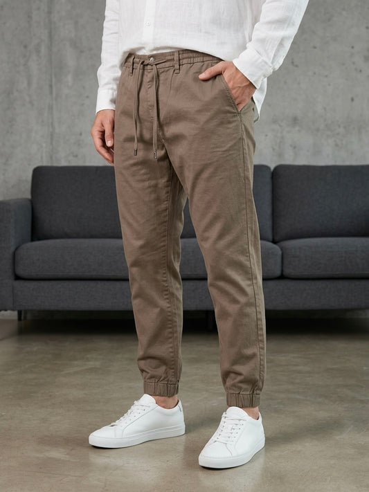 Erkek Kahverengi Lastikli Paça Jogger Pantolon - MRN1230