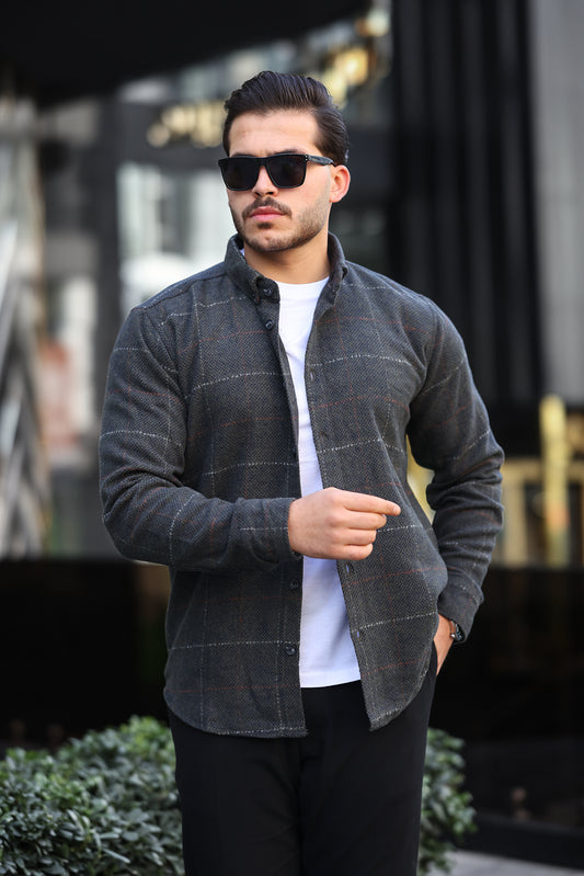 Miron Haki Desenli Regular Fit Oduncu Gömleği - 2451